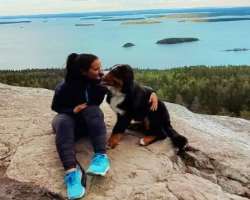 She shares a special bonding with her dog, Rocky.